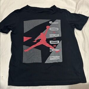 Nike Black Tee with Red Jumpman and Gray Graphic
